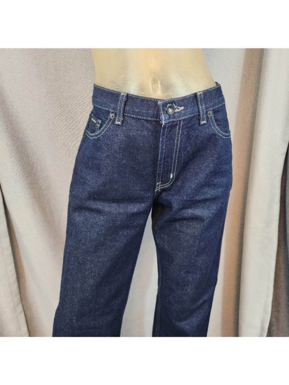 DKNY Jeans Dark Blue Straight Lg Mid Rise Denim Blue Jean Size 6 R LARGE 30 Wx32 - Picture 2 of 9